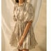 Let Me Be Anthropologie Celeste Fish Print Peasant Puff Sleeves Mini Dress 14