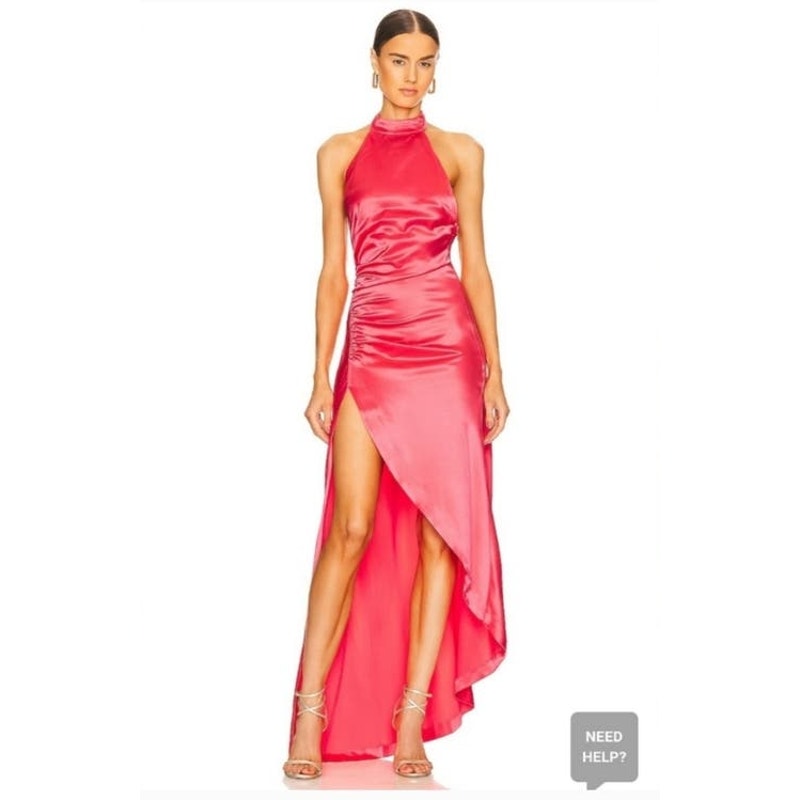 Retrofete Sabrina Dress Coral Size Medium Halter Open Back NWT Maxi Sleeveless