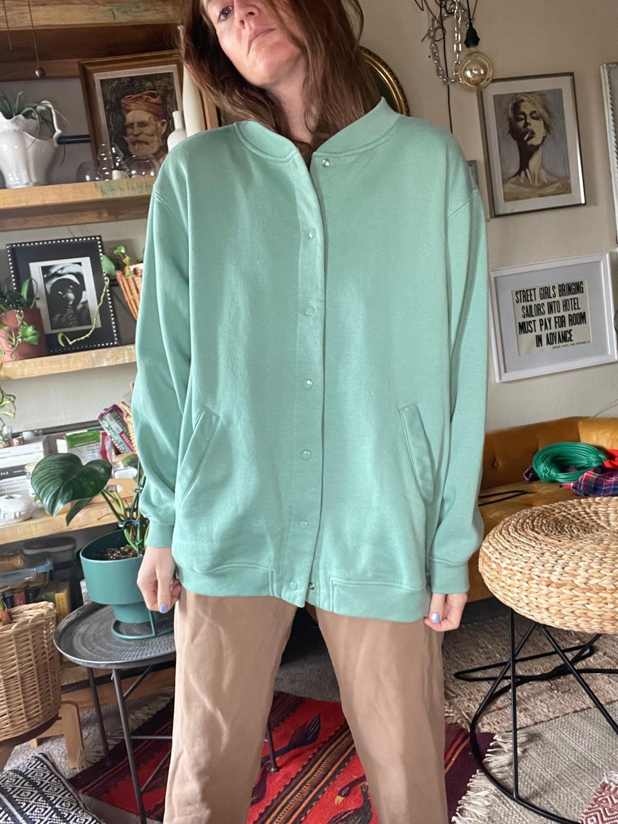 Vintage Blair green snap button varsity bomber jacket