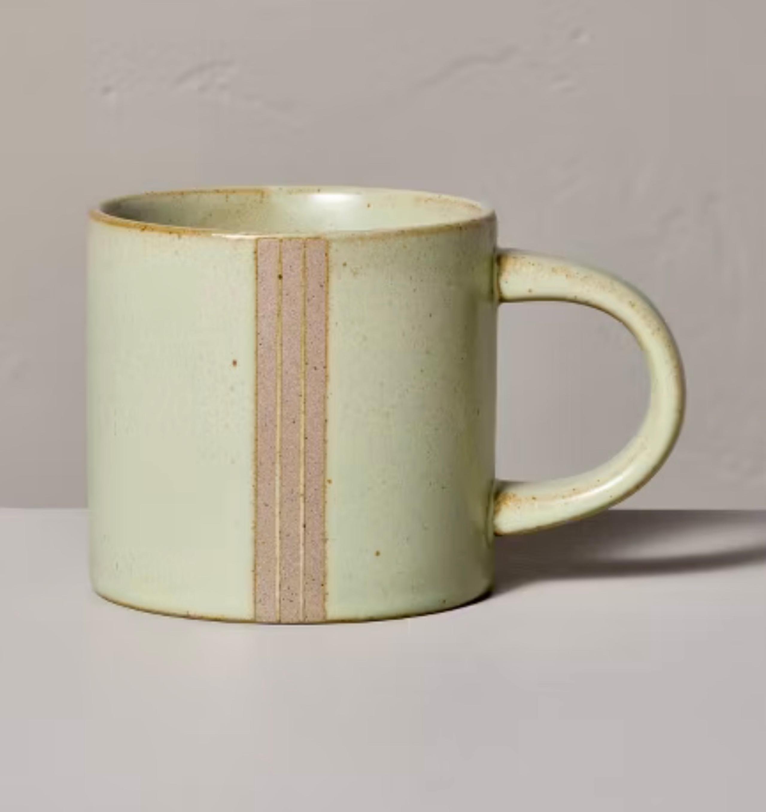 15oz Triple Stripe Stoneware Mug Serene Green - Hearth & Hand™ with Magnolia