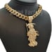 SAINT DEATH SANTA MUERTE Gold Pendant & 20 Full Iced Cuban Chain Necklace