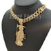 SAINT DEATH SANTA MUERTE Gold Pendant & 20 Full Iced Cuban Chain Necklace
