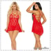 PLUS Red Lace Strappy Lingerie Babydoll
