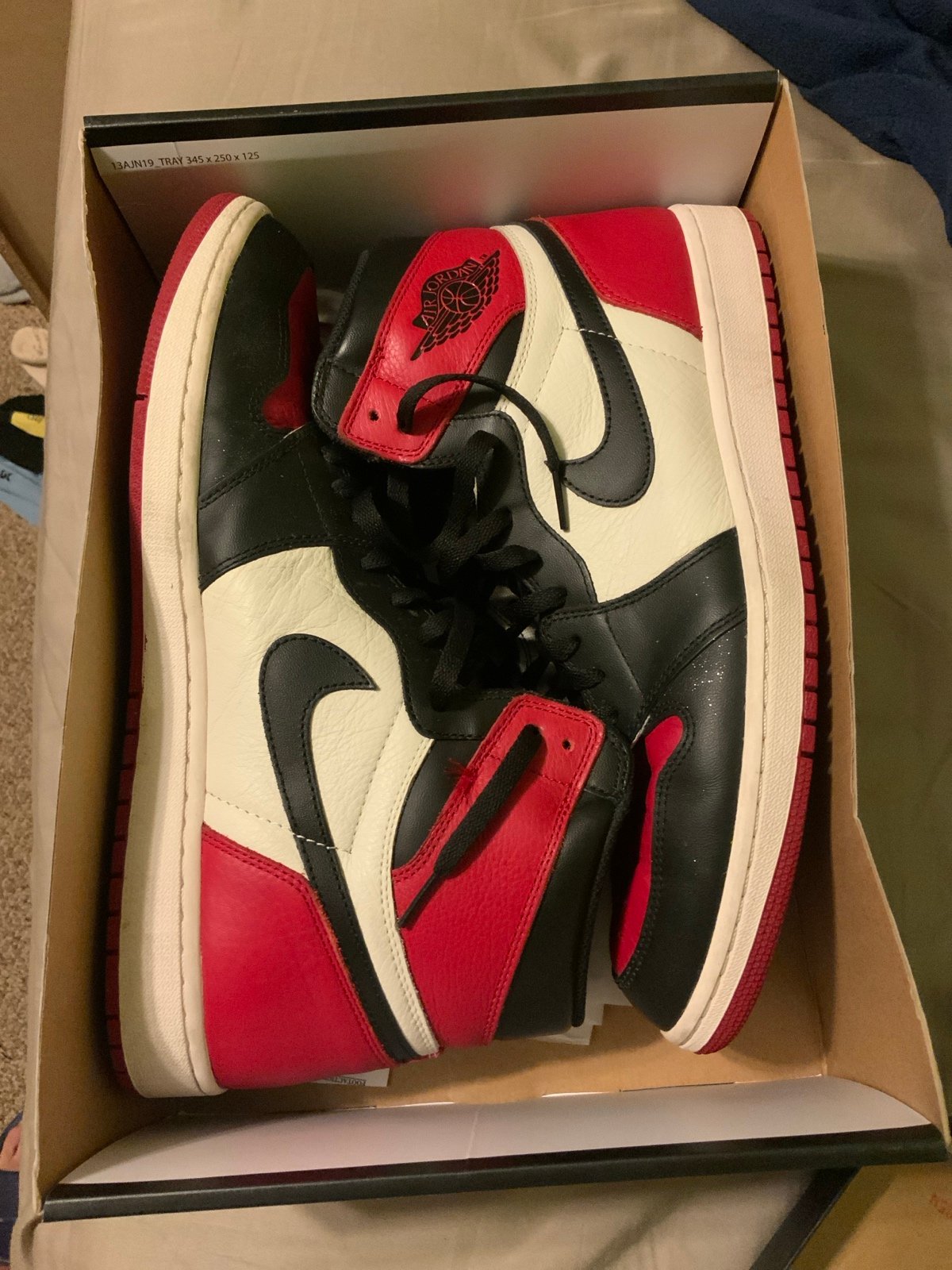 Nike Air Jordan 1 Retro High OG Shoes in Black/White/Gym Red Bred Toe