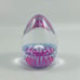 1991 Pink Purple Clear Controlled Bubble Egg Shaped Art Glass Paperweight Signed
