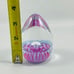 1991 Pink Purple Clear Controlled Bubble Egg Shaped Art Glass Paperweight Signed