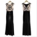 BETSY and ADAM Blush and Black Lace and Satin Mermaid Evening Gown 8