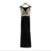 BETSY and ADAM Blush and Black Lace and Satin Mermaid Evening Gown 8