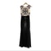 BETSY and ADAM Blush and Black Lace and Satin Mermaid Evening Gown 8
