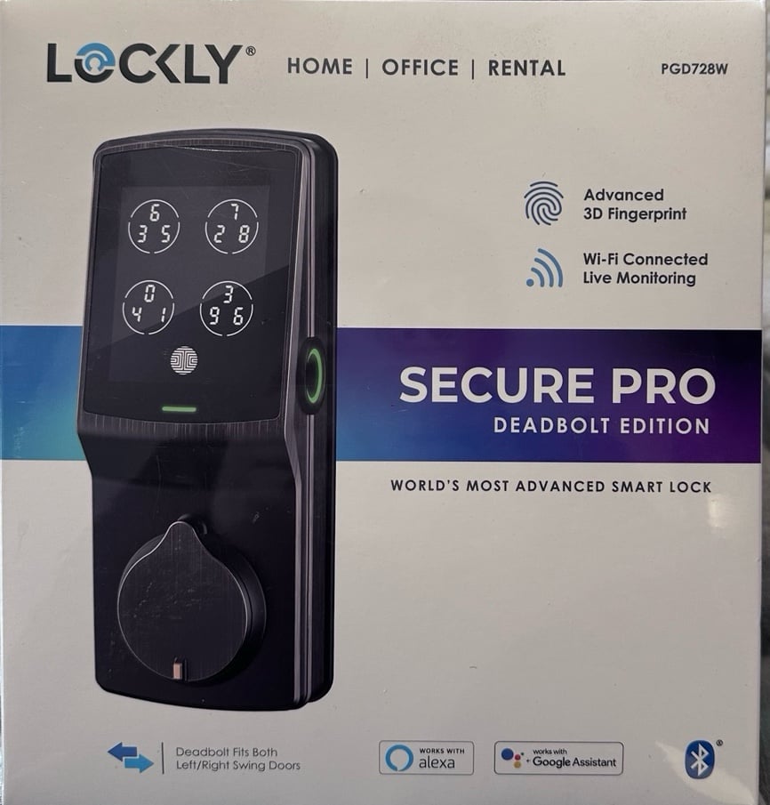 Lockly Deadbolt WiFi Smart Door Lock 3D Fingerprint, Hack-Proof Keypad Bronze