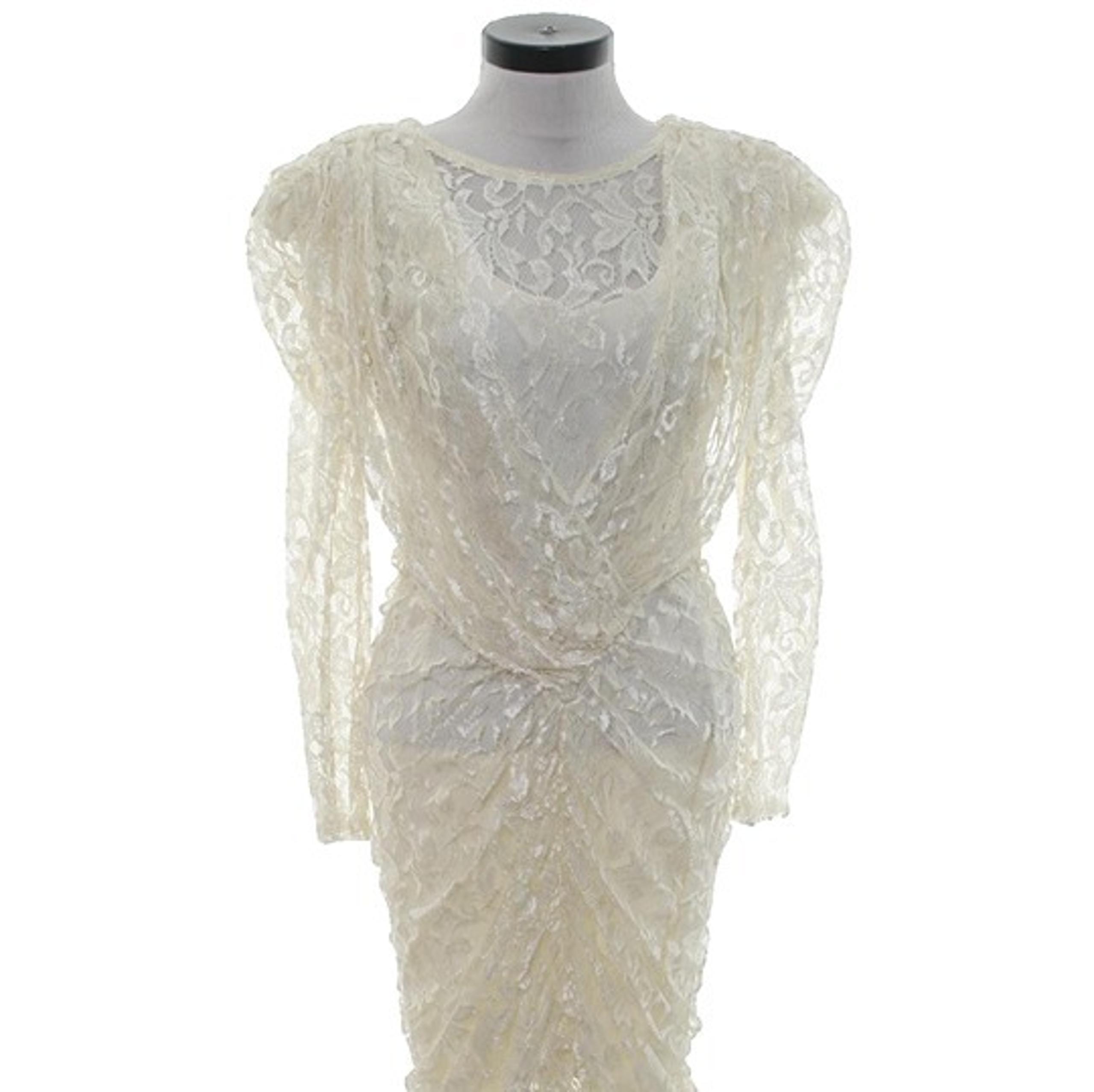 Vintage 80s Susan Roselli for ViJack Ivory White Cream Lace Bodycon Dress