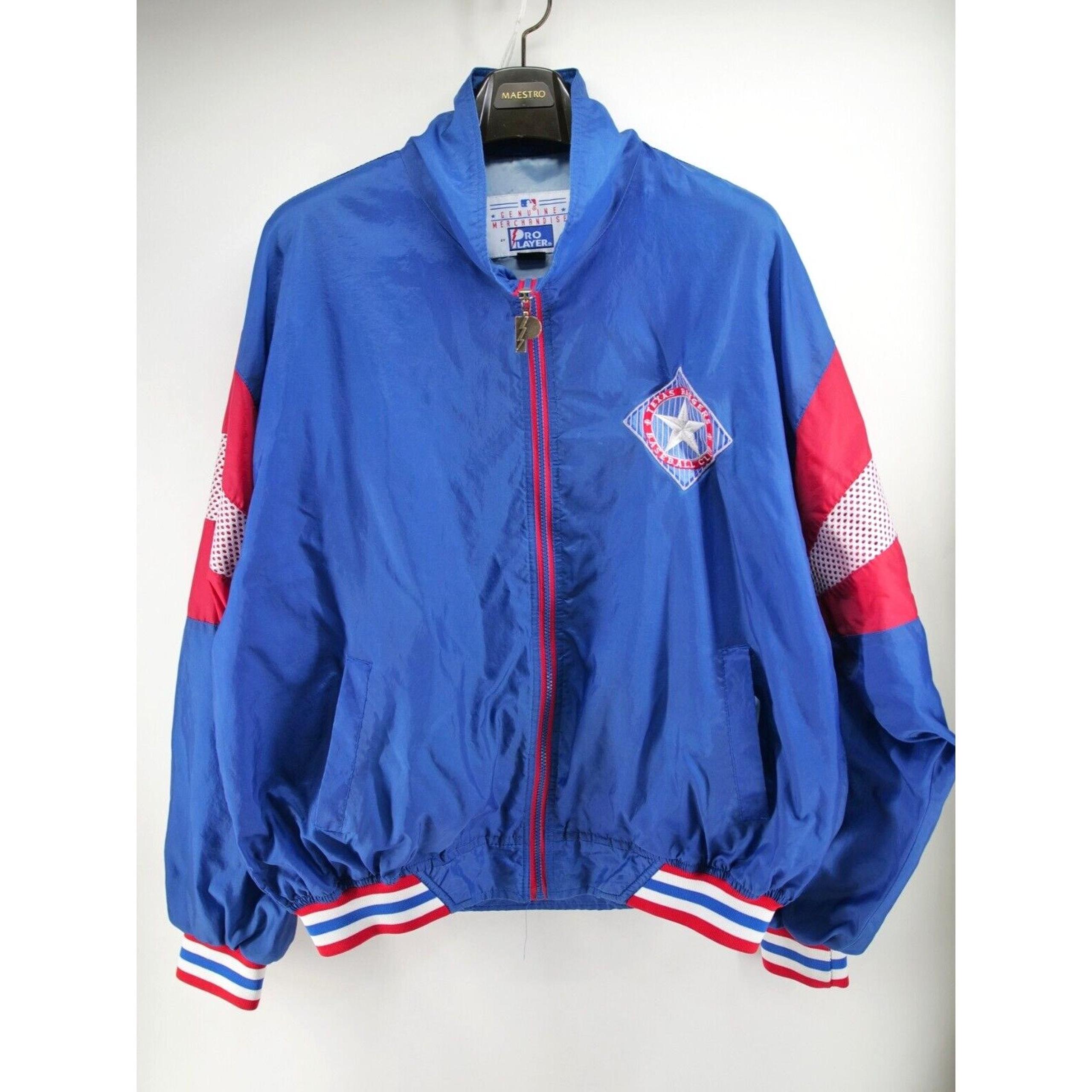 Vintage Pro Player Texas Rangers Full Zip Jacket Men XL Windbreaker Blue MLB 90s
