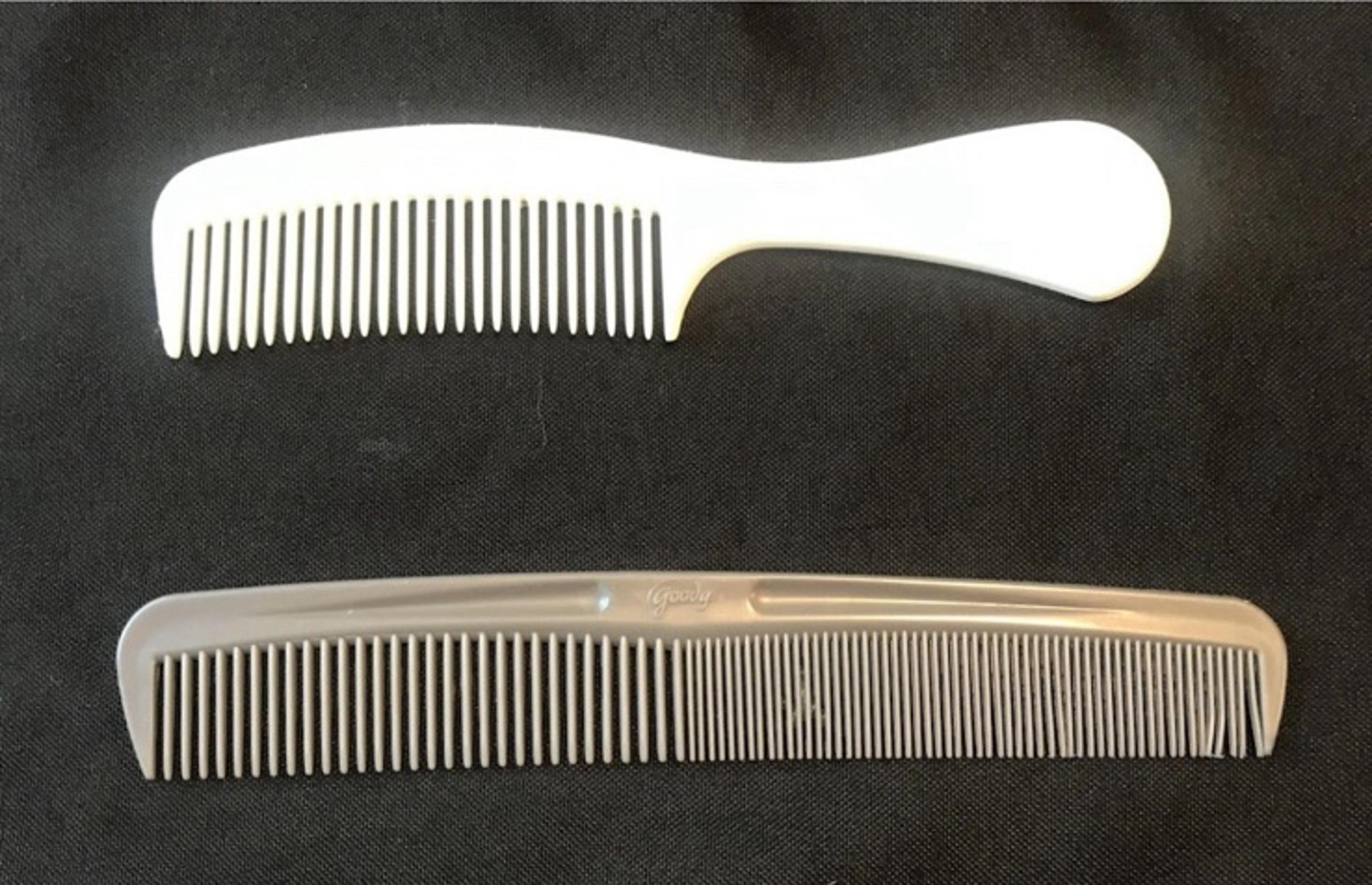 Set 2 Vintage GOODY Unbreakable Dressing Hair Combs ~ Gray White Made In USA  7”
