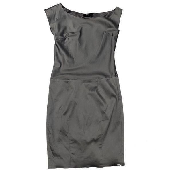Vintage Y2K Club Monaco Gunmetal Gray Metallic Drop Waist Boatneck Cocktail