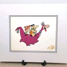 Hanna-Barbera The Flintstones Sericel Animation Art Matted 18 x15 Fred on Dino