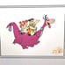 Hanna-Barbera The Flintstones Sericel Animation Art Matted 18 x15 Fred on Dino