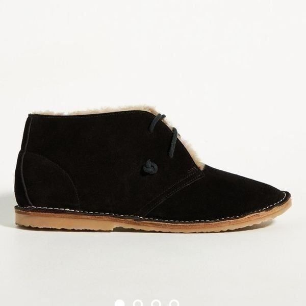 Beek Penguin Shearling-Lined Booties Ankle Boots Black Suede US 7 NEW