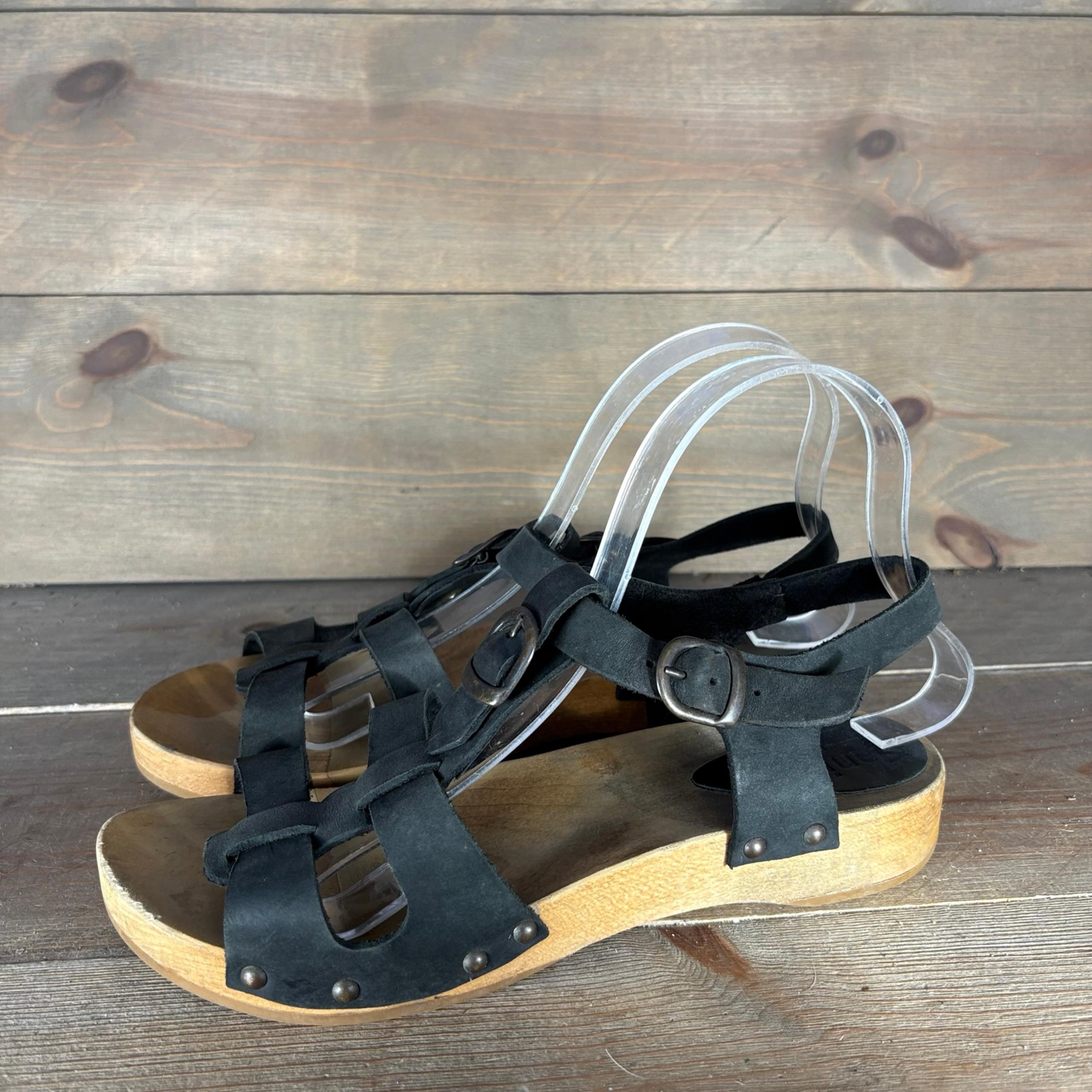 sanita olise flex womens size 38 shoes black leather slingback comfort sandals