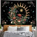 Floral Plants Tapestry Sun and Moon Retro Botanical Flowers Wall Hang Art Decor