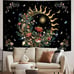 Floral Plants Tapestry Sun and Moon Retro Botanical Flowers Wall Hang Art Decor