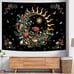 Floral Plants Tapestry Sun and Moon Retro Botanical Flowers Wall Hang Art Decor