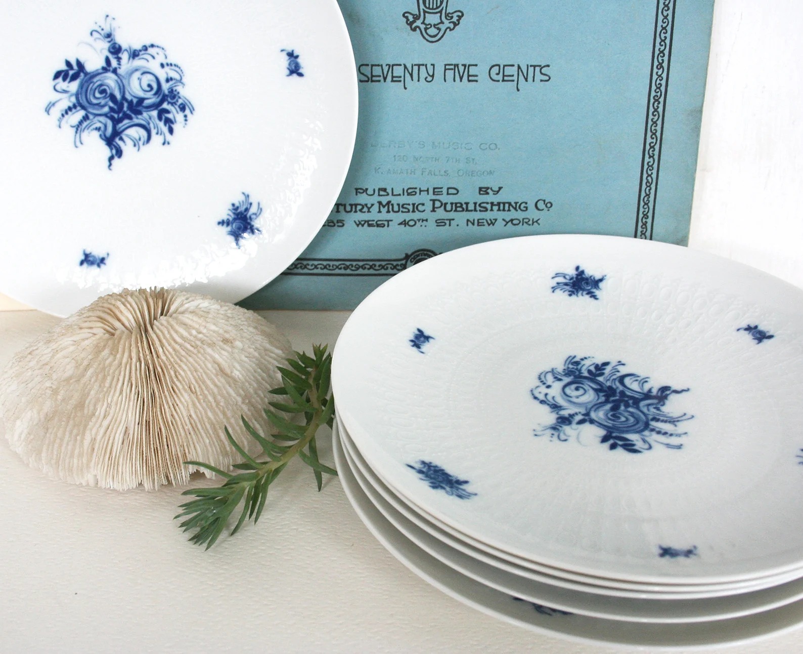 Four vintage Rosenthal side salad plates Romance Rhapsody Bjorn Wiinblad floral
