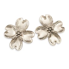 Vintage Sterling Silver Dogwood Flower Stud Earrings by Beau
