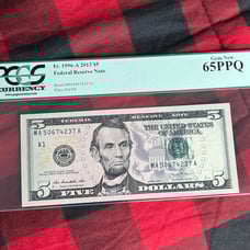 2013 series 5 dollar bill graded 65