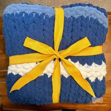Handmade Blue Throw Blanket, Chunky Knit Blanket, Housewarming Gift
