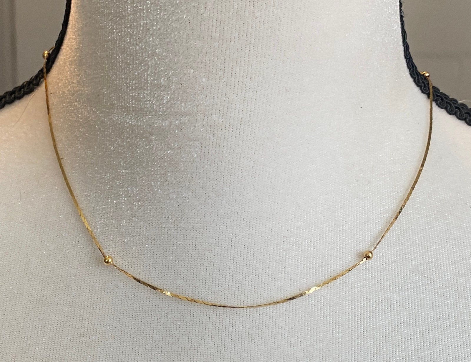 18k Yellow Gold Ball Bead Collar Necklace 16 Long