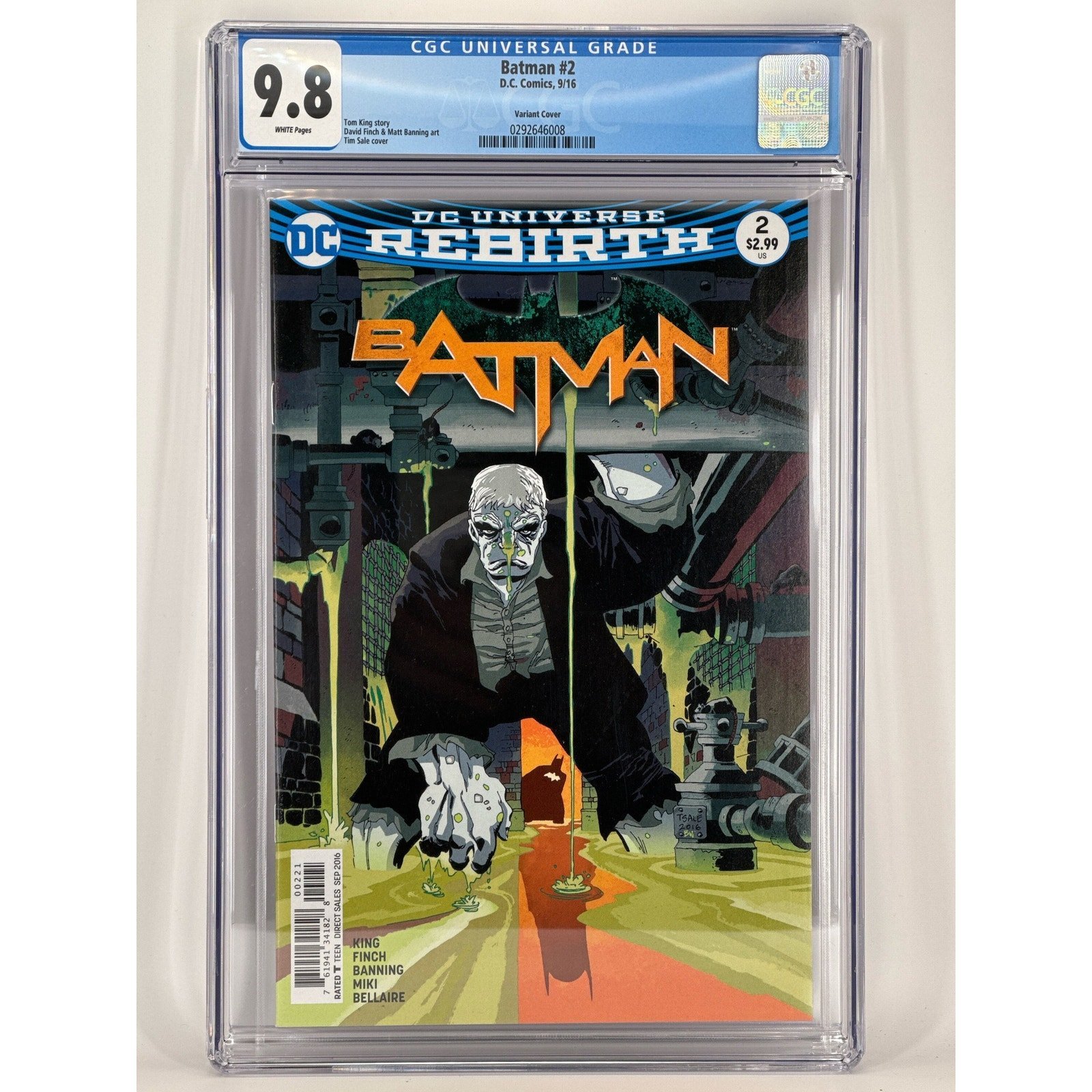 DC UNIVERSE REBIRTH Batman Issue #2 Variant — High-Grade 9.8 CGC Slab