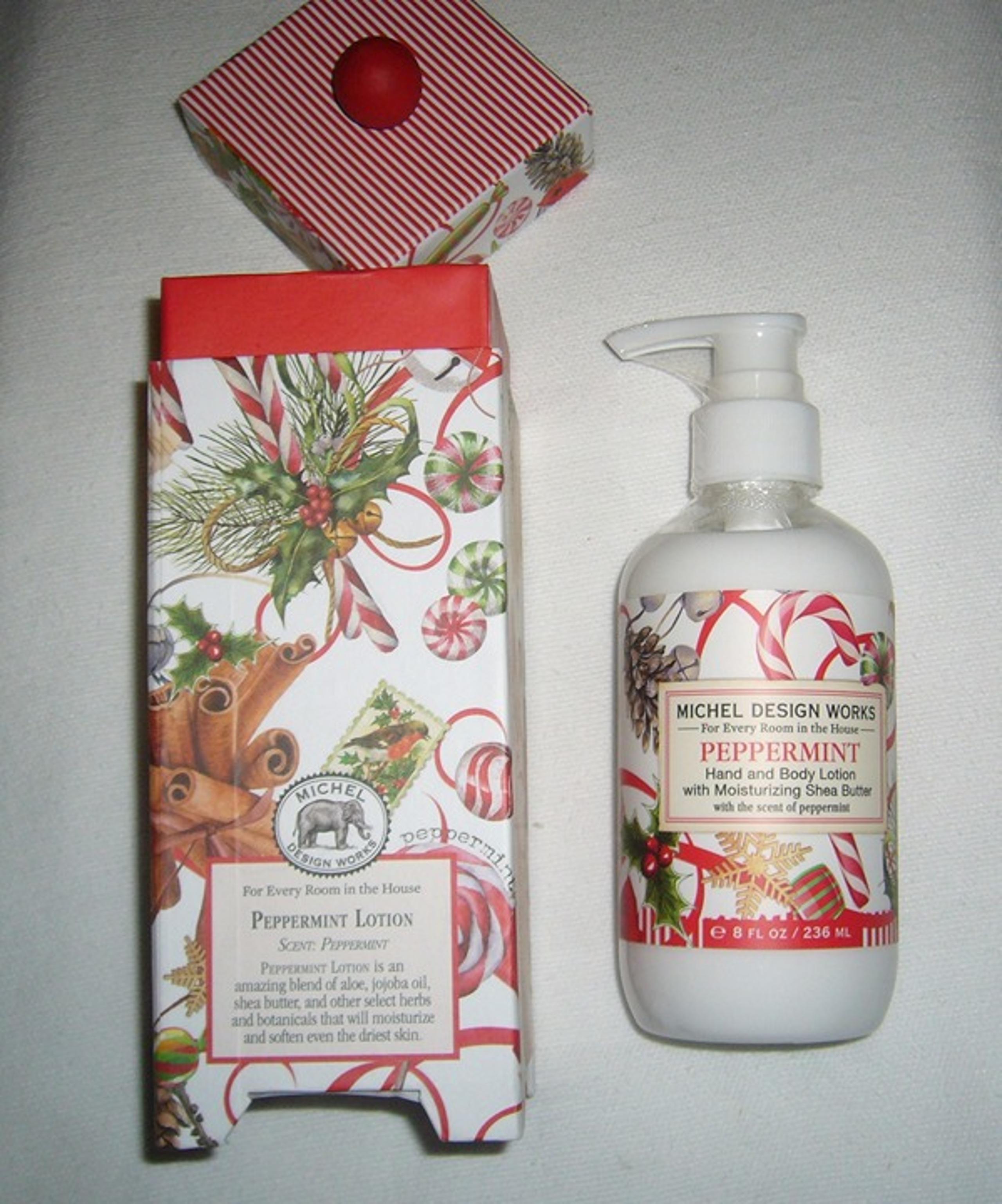 MICHEL DESIGN WORKS  PEPPERMINT HAND & BODY LOTION - 8 FL. OZ. (NEW-BOXED)