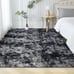 4x6 Shag Area Rug for Living Room, Tie-Dyed Dark Grey Soft Fuzzy Plush
