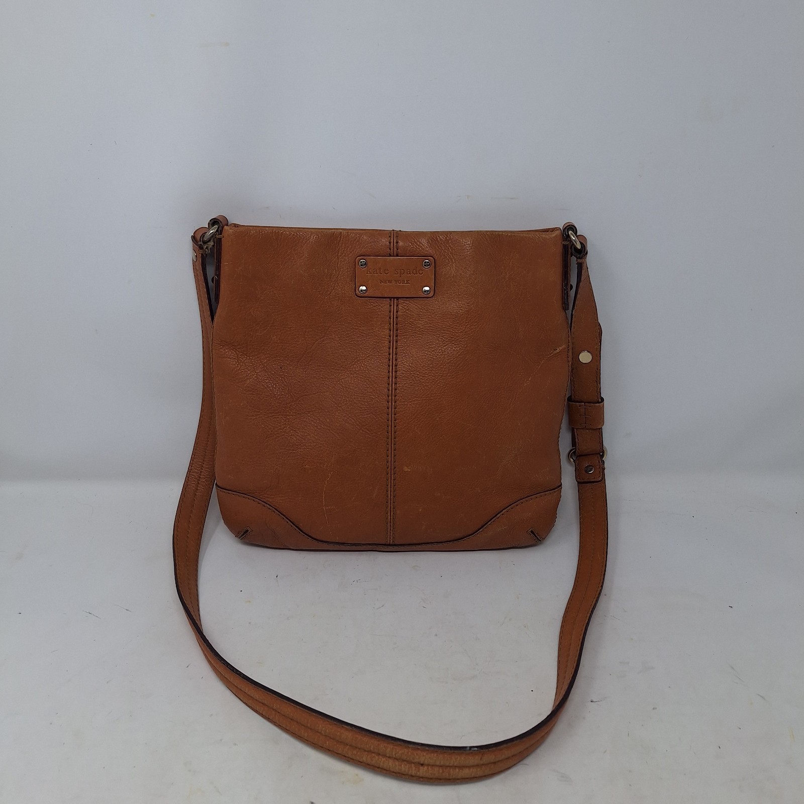 Kate Spade Chestnut Brown Pebbled Leather Crossbody Bag Minimalist Preppy