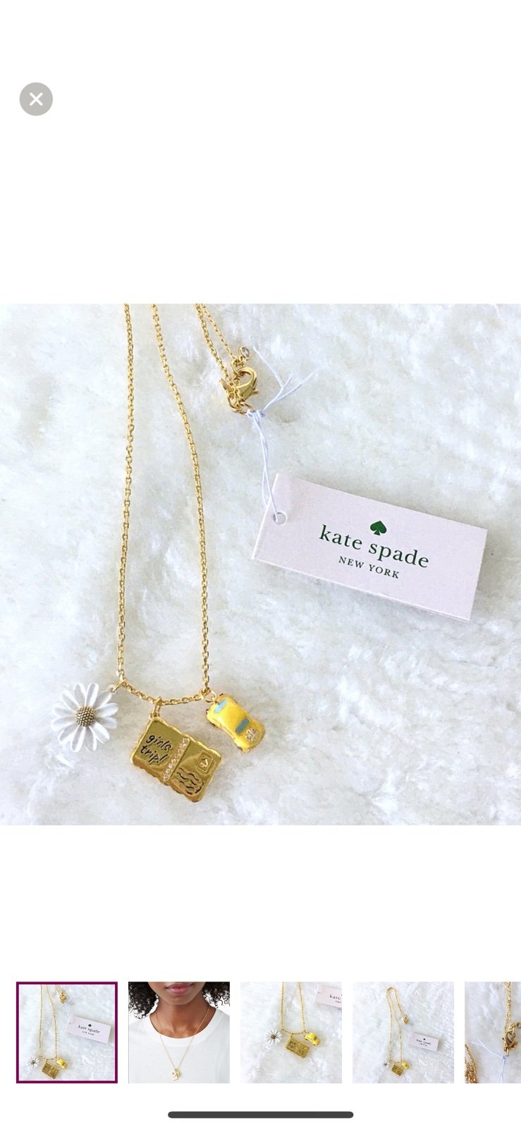 Kate Spade Off We Go Girls Trip 3 Charm Pendant Necklace