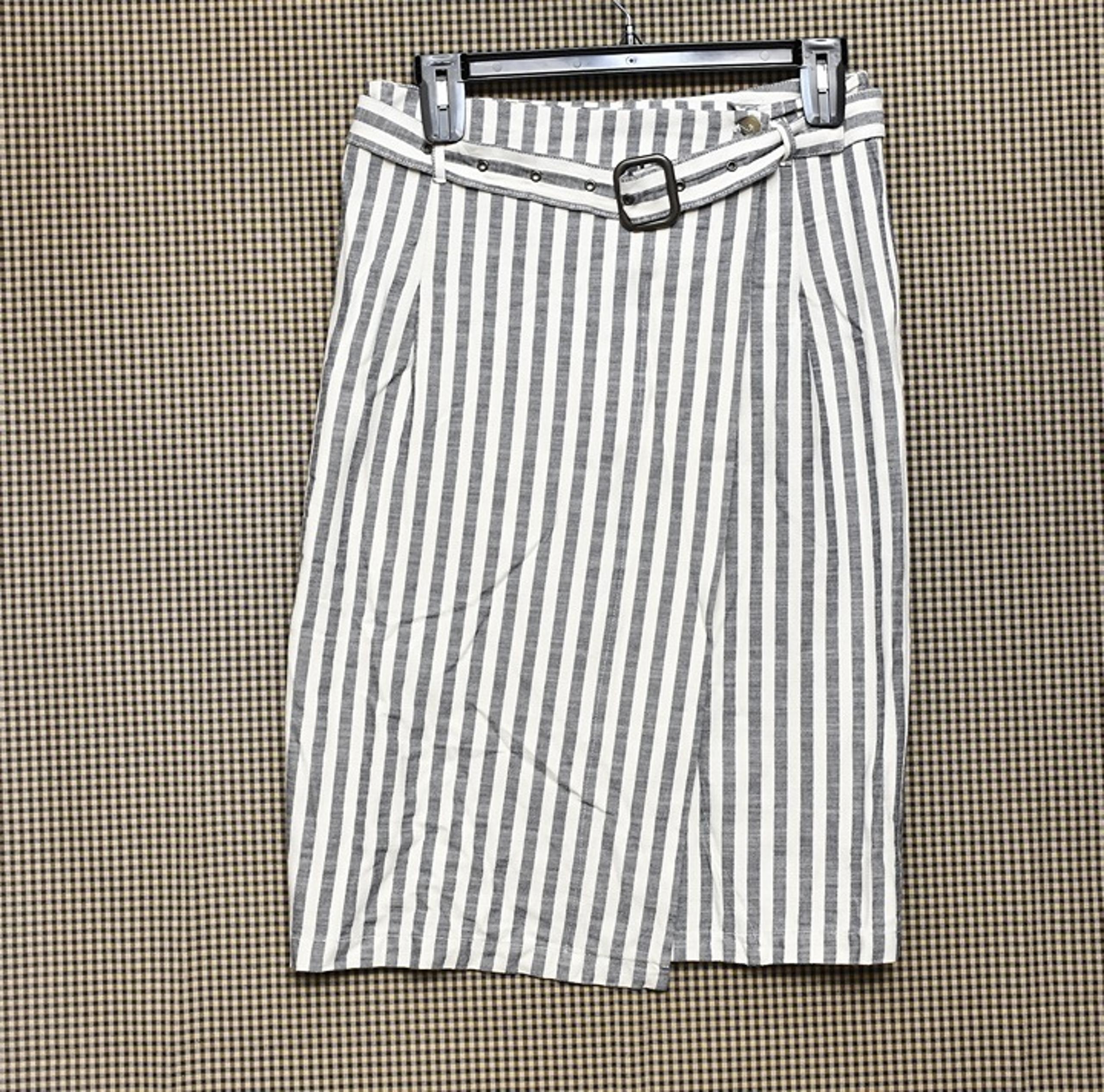 Anthropologie Womens Belted Midi Striped Skirt Sz 14