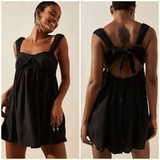 Free People Blissful Mini Dress - Black