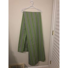 POTTERY BARN Kids Green Stripe Double Width Curtains Drapes Panels 85 x 81 Set 2