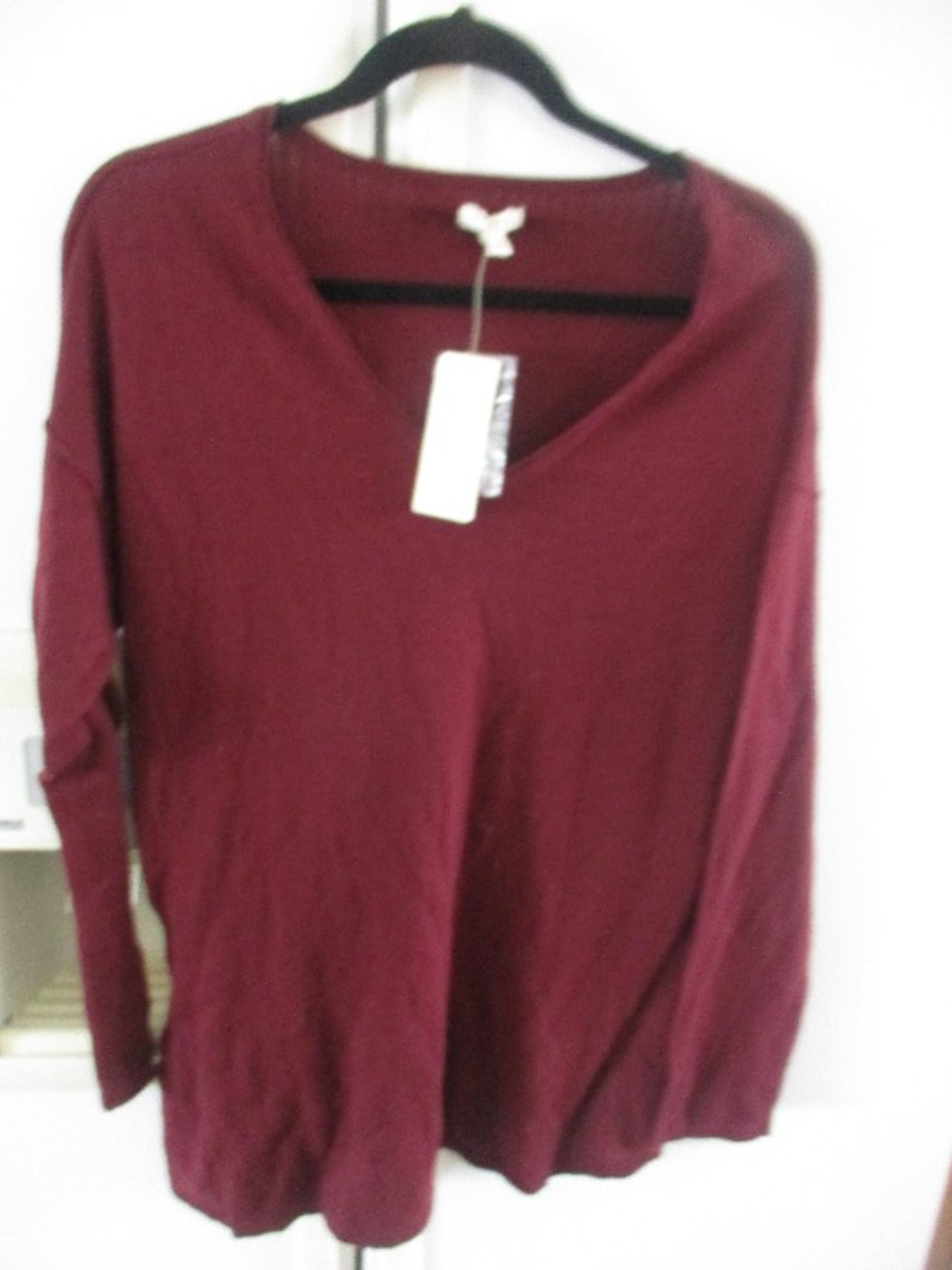 nwt new sonoma wine knit vneck pullover sweater L