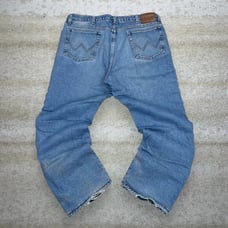Vintage Wrangler Jeans Baggy Wide Leg Fit Light Wash Denim Fleece Lined 90s