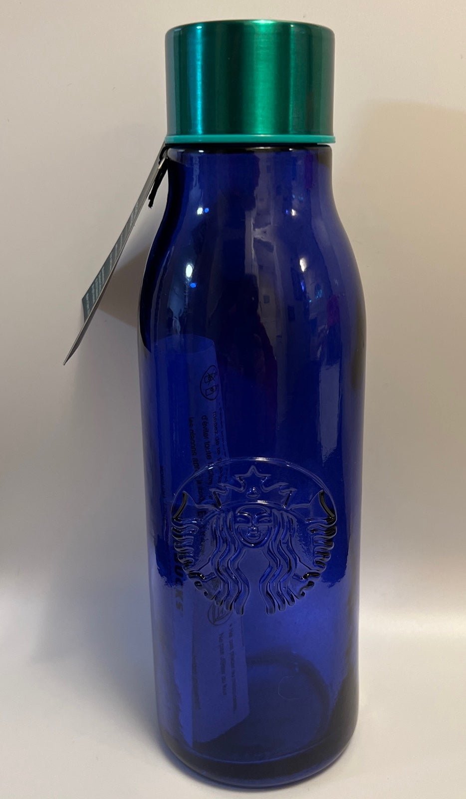 New 2020 STARBUCKS Cobalt Blue Siren Recycled Glass Water Bottle 20oz