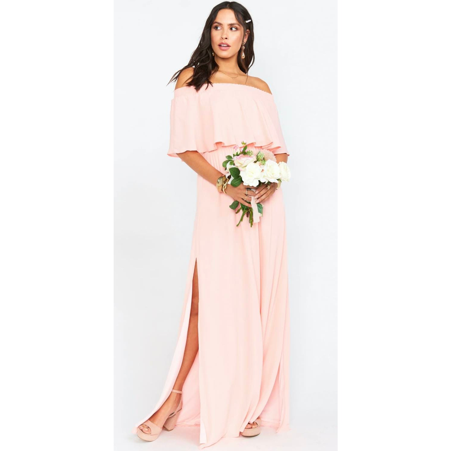 Show Me Your MuMu Strapless Off Shoulder Maxi Dress Pink Size XXS NEW