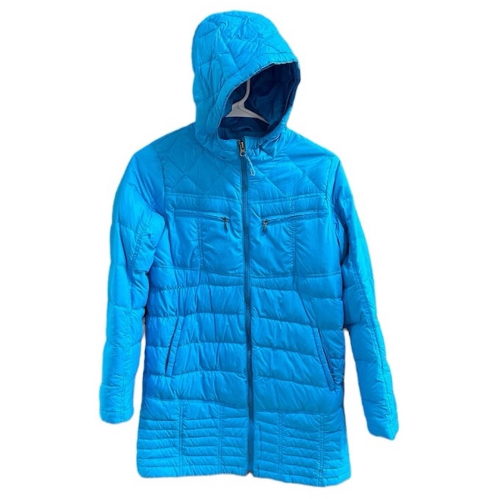 L. L. Bean Down Filled Blue Quilted Puffer Coat, VGUC, Sz Girls L (14-16) (14B)