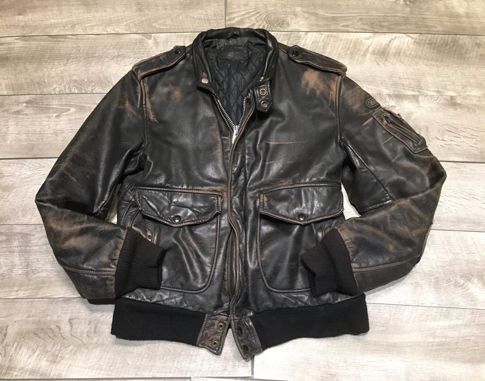 Drag Specialties Men Leather Motorcycle Biker Racing Jacket Coat Vintage Size 38