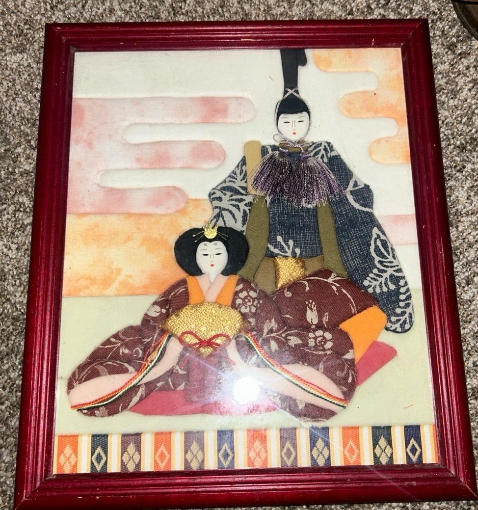 Japanese classic Hinamatsuri wall decoration - Hand made Kimekomi wall decoratio