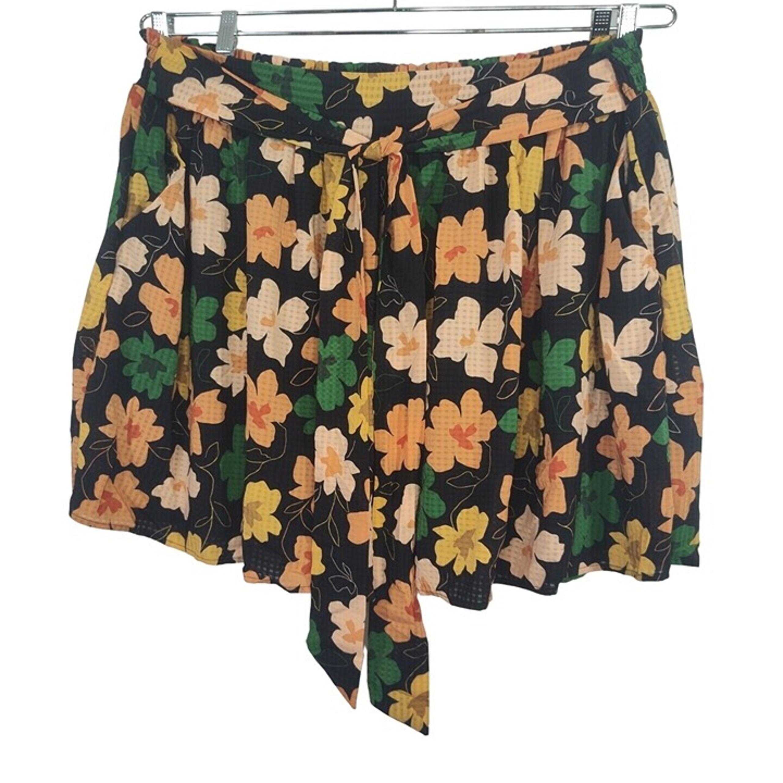 Who What Wear Hand Drawn Floral Skirt Pullon Women Size 2x Black Multicolor NEW
