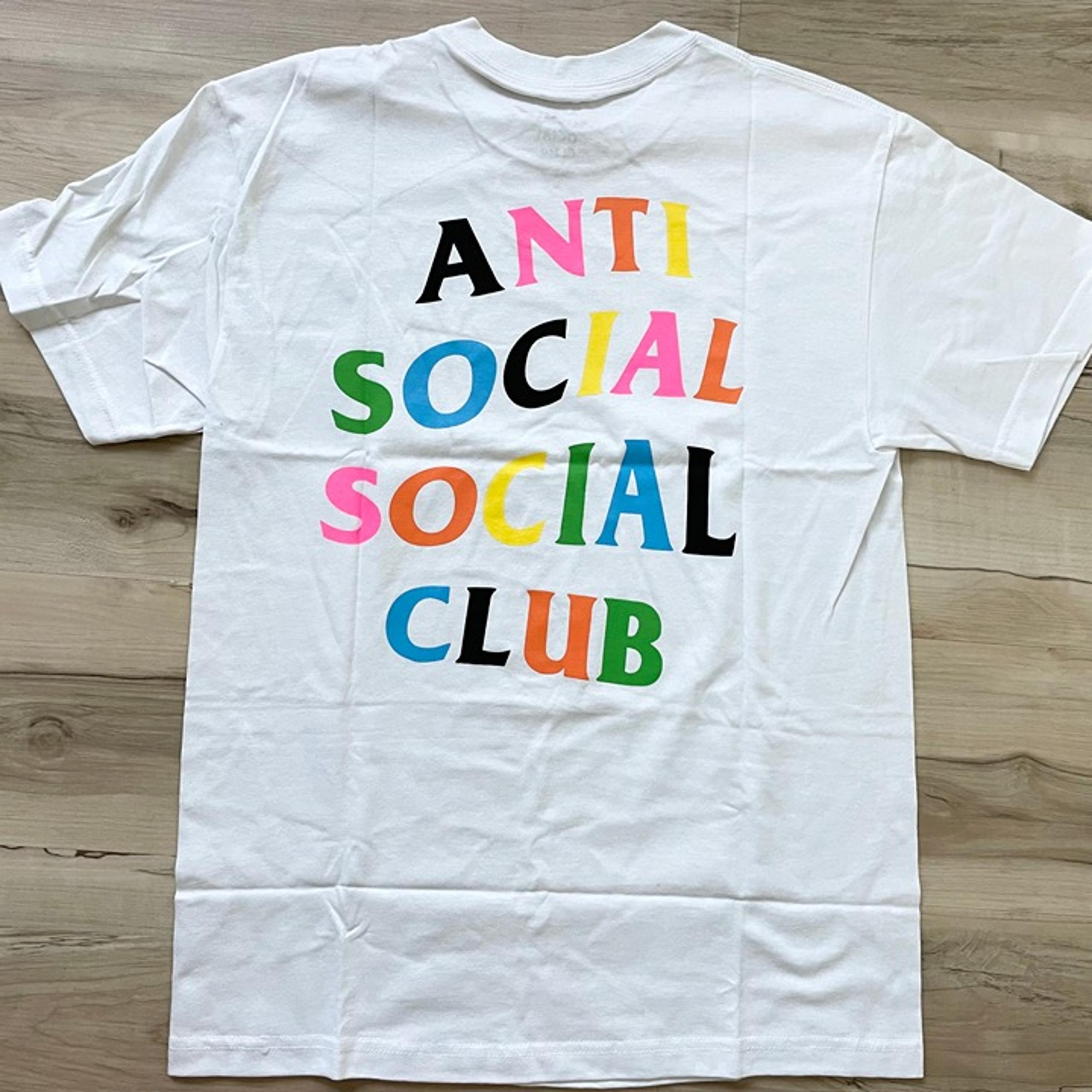 Anti Social Social Club Rainbow Logo T-Shirt White Sz M 100% Cotton Made in USA