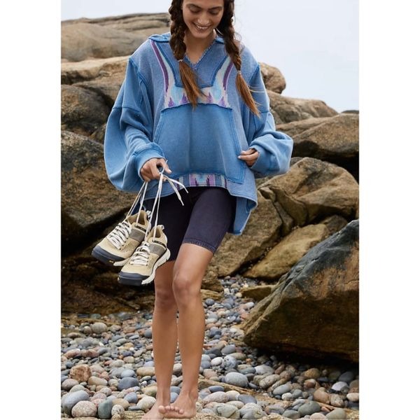 Free People Movement Surf Sesh Baja Hoodie Sweatshirt in Blue Size XS Oversized