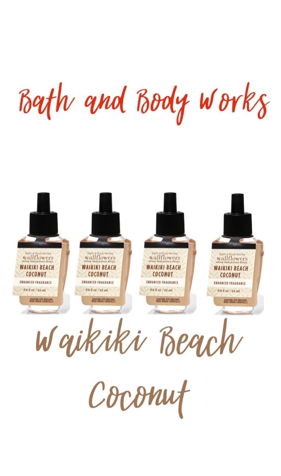 Bath and Body Works Waikiki Beach Coconut Wallflowera Fragrance Refill