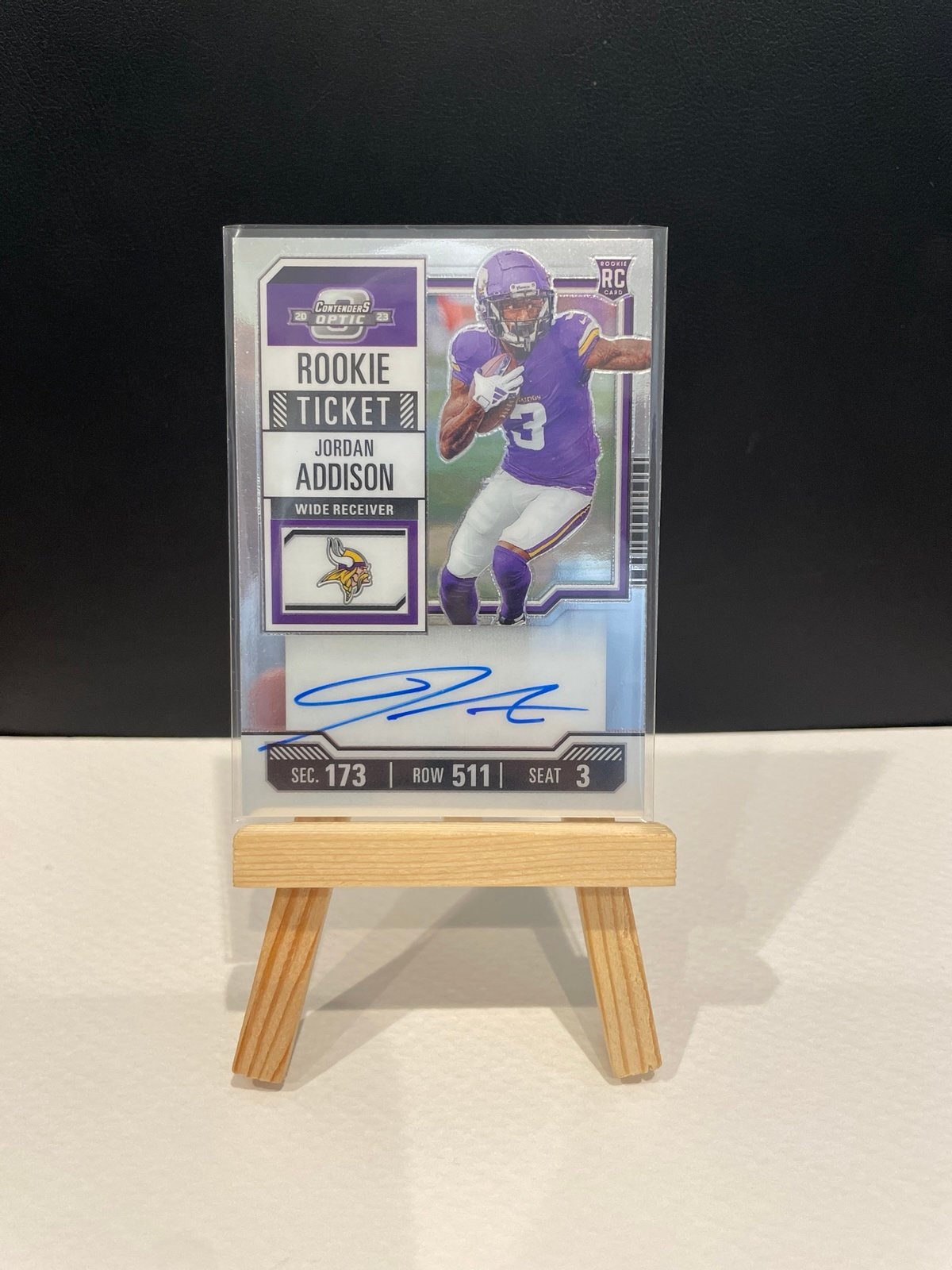 Jordan Addison optic contenders on card rookie auto